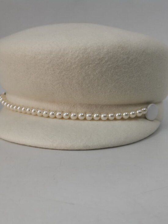 EUGENIA KIM Women\'s White Beret Hat Wool Cap Newsboy Cap